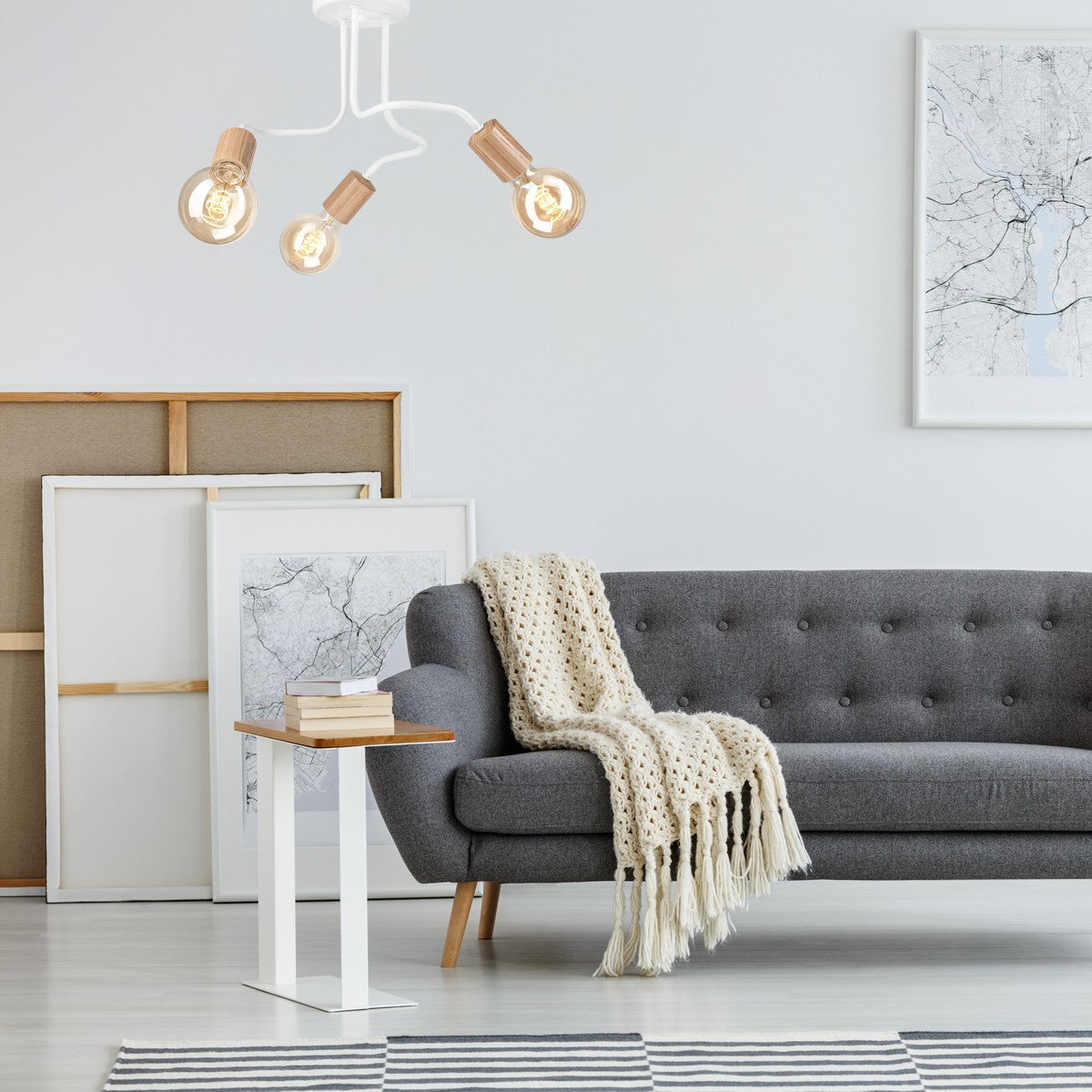 Lampada a Soffitto Conor, Bianco, Metallo, 26x40x40 cm, Seven Design