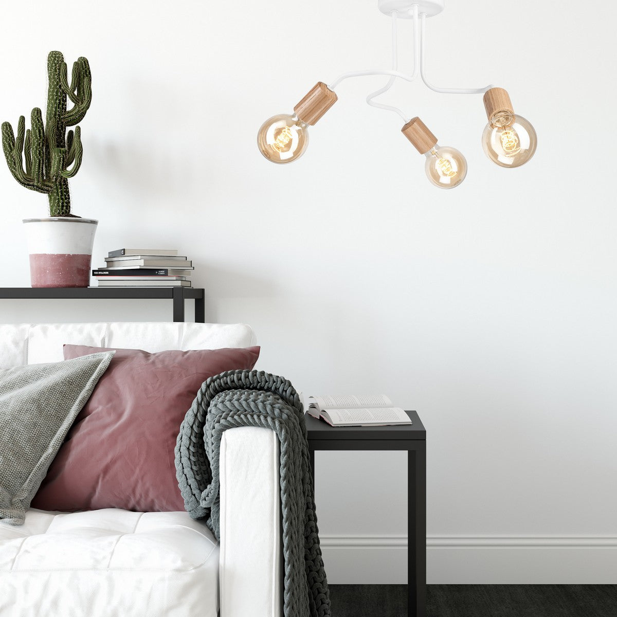 Lampada a Soffitto Conor, Bianco, Metallo, 26x40x40 cm, Seven Design