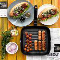 Bistecchiera Black Plus, Nero, Alluminio Pressofuso, 26x26x4 cm, Risoli'