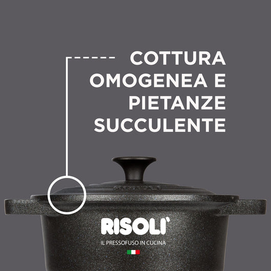 Tegame Le Pignatte, Nero, Alluminio Pressofuso, 28x28x8,5 cm, Risoli'