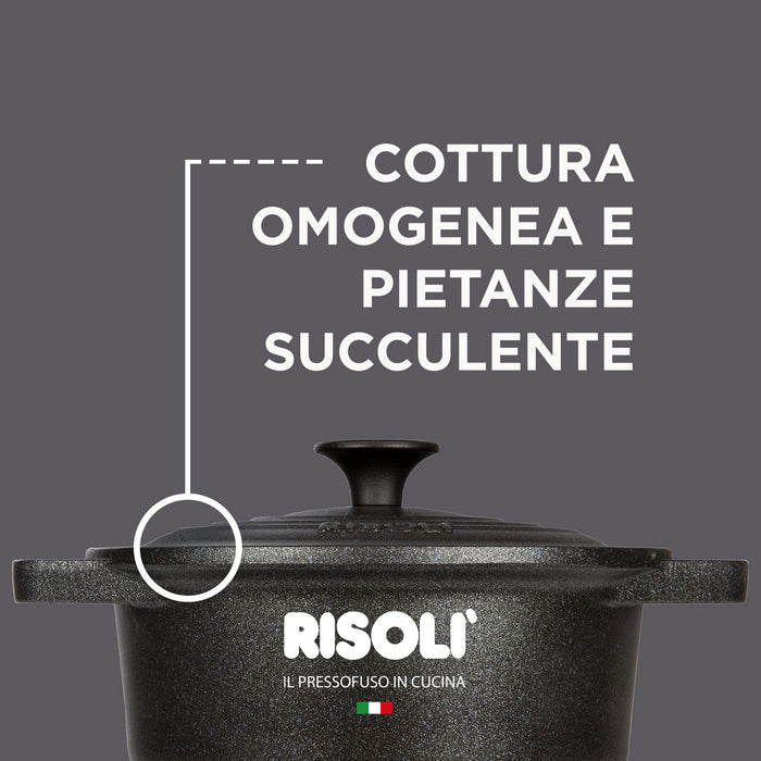 Tegame Le Pignatte, Nero, Alluminio Pressofuso, 28x28x8,5 cm, Risoli'