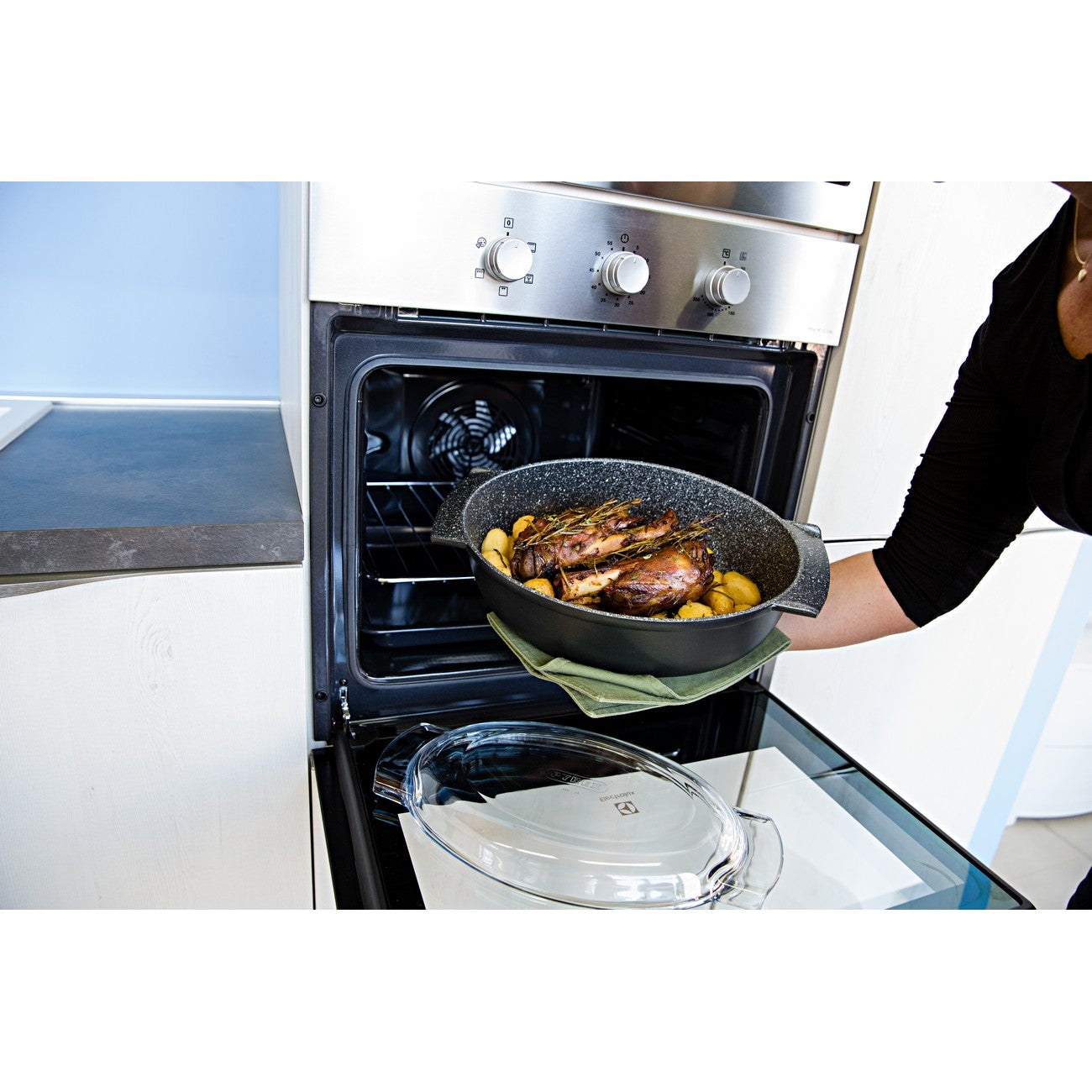 Padella Rostiera Forno Smontabili, Nero, Alluminio Pressofuso, 36x24x13 cm, Risoli'