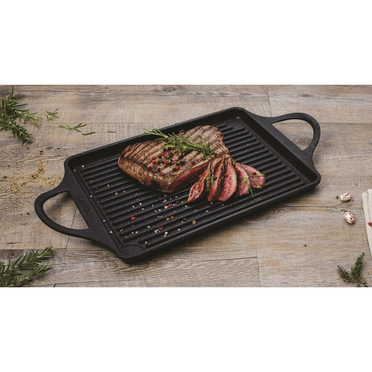 Piastra Grill Explora, Nero, Alluminio Pressofuso, 46x25x2 cm, Risoli'