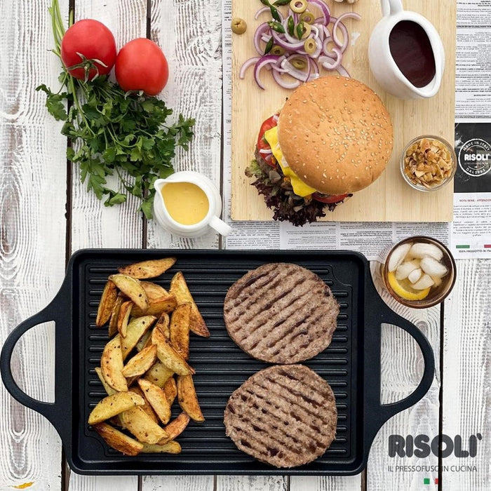 Piastra Grill Explora, Nero, Alluminio Pressofuso, 46x25x2 cm, Risoli'