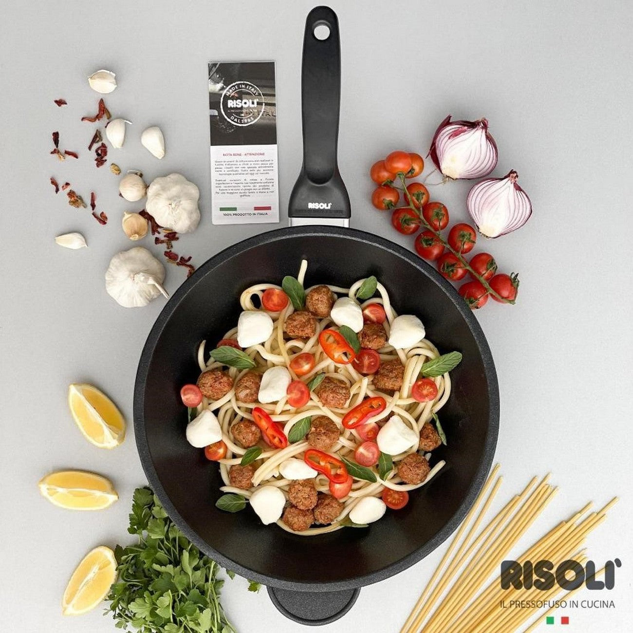 Wok Explora, Nero, Alluminio Pressofuso, 30x30x10 cm, Risoli'