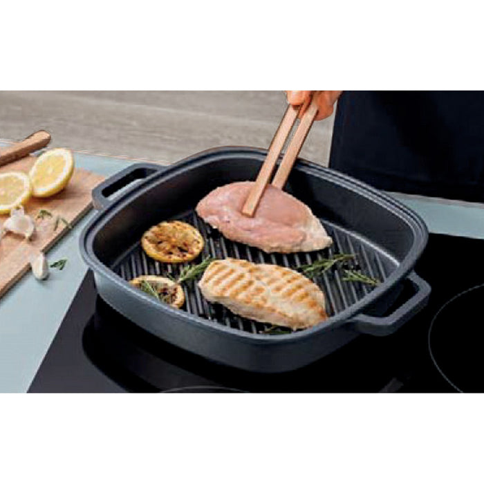 Padella Grill Vapore Explora, Nero, Alluminio Pressofuso, 26x26x5,5 cm, Risoli'