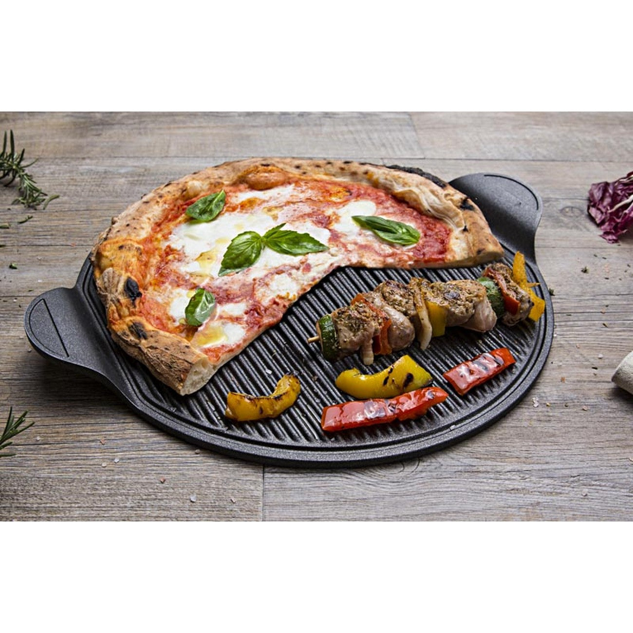 Piastra Pizza Grill Explora, Nero, Alluminio Pressofuso, 40x35x1,5 cm, Risoli'