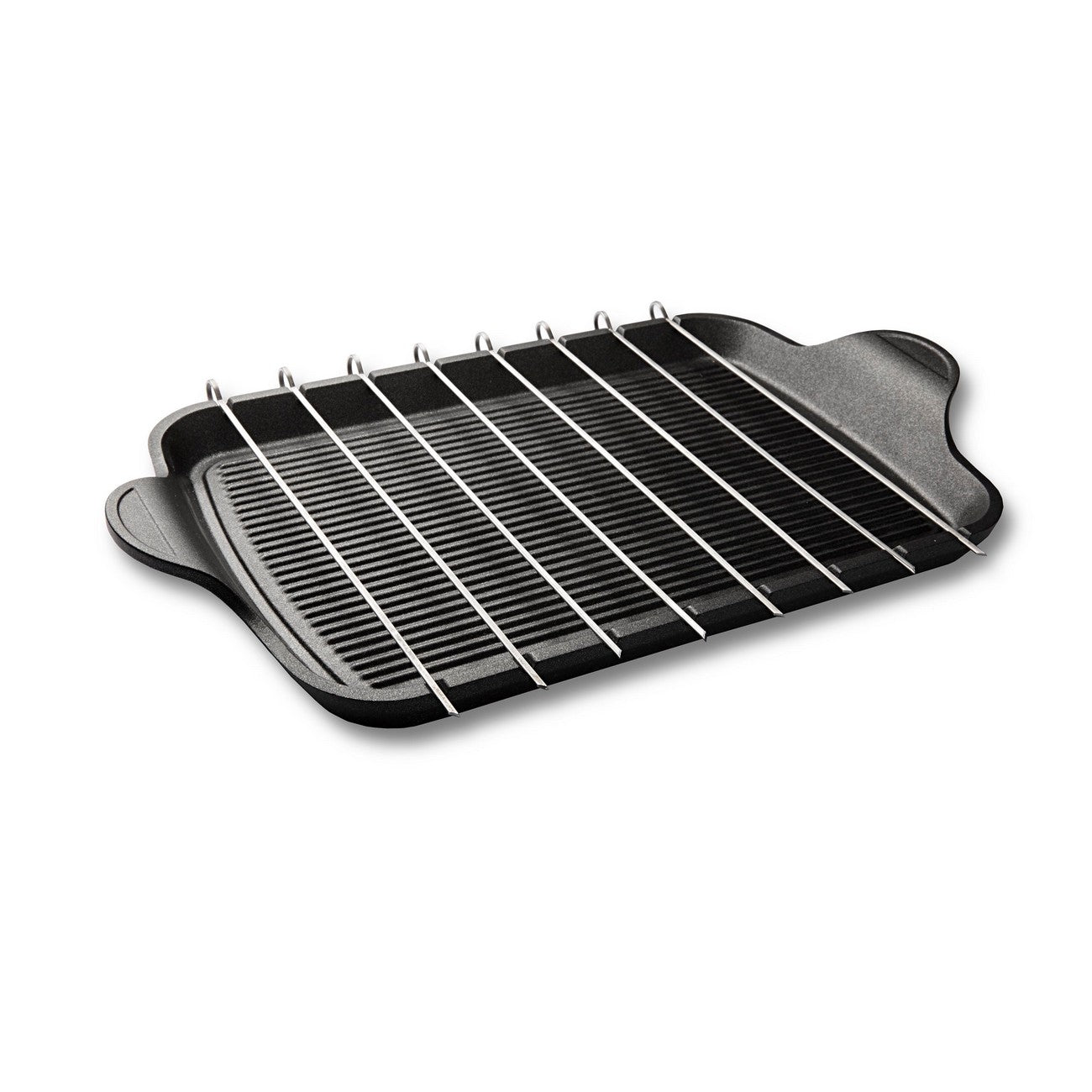 Piastra Grill-Brochette Explora, Nero, Alluminio Pressofuso, 47x26x2 cm, Risoli'
