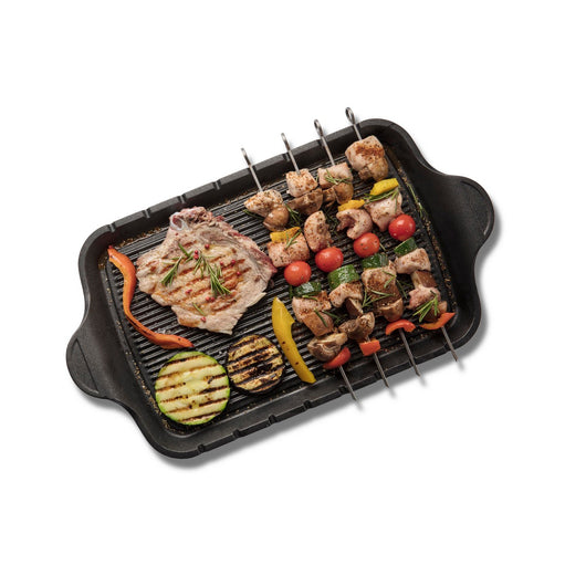 Piastra Grill-Brochette Explora, Nero, Alluminio Pressofuso, 47x26x2 cm, Risoli'