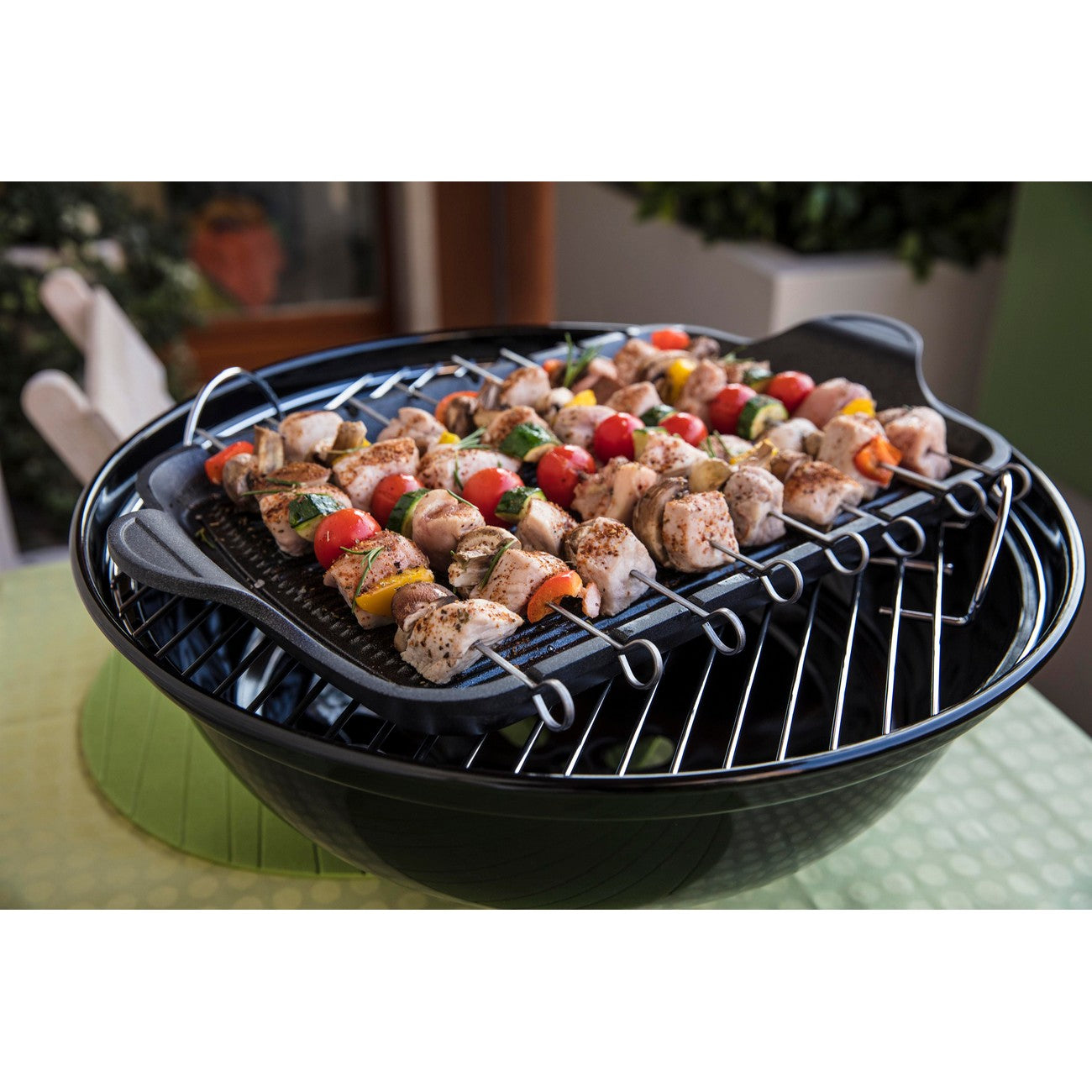 Piastra Grill-Brochette Explora, Nero, Alluminio Pressofuso, 47x26x2 cm, Risoli'