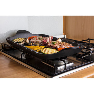 Piastra Grill-Brochette Explora, Nero, Alluminio Pressofuso, 47x26x2 cm, Risoli'
