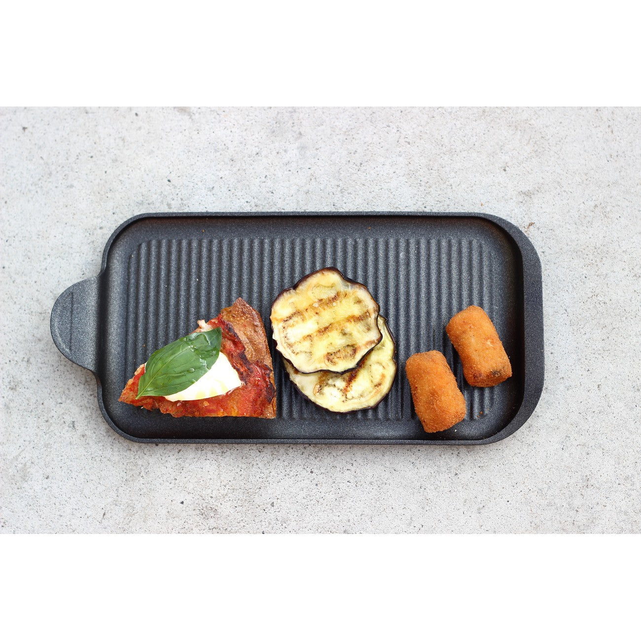 Piastra Finger-Grill BBQ, Nero, Alluminio Pressofuso, 32x16x2 cm, Risoli'