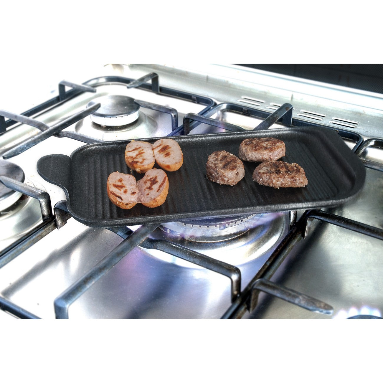 Piastra Finger-Grill BBQ, Nero, Alluminio Pressofuso, 32x16x2 cm, Risoli'