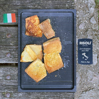 Piastra Grill BBQ, Nero, Alluminio Pressofuso, 38x26,5x2 cm, Risoli'