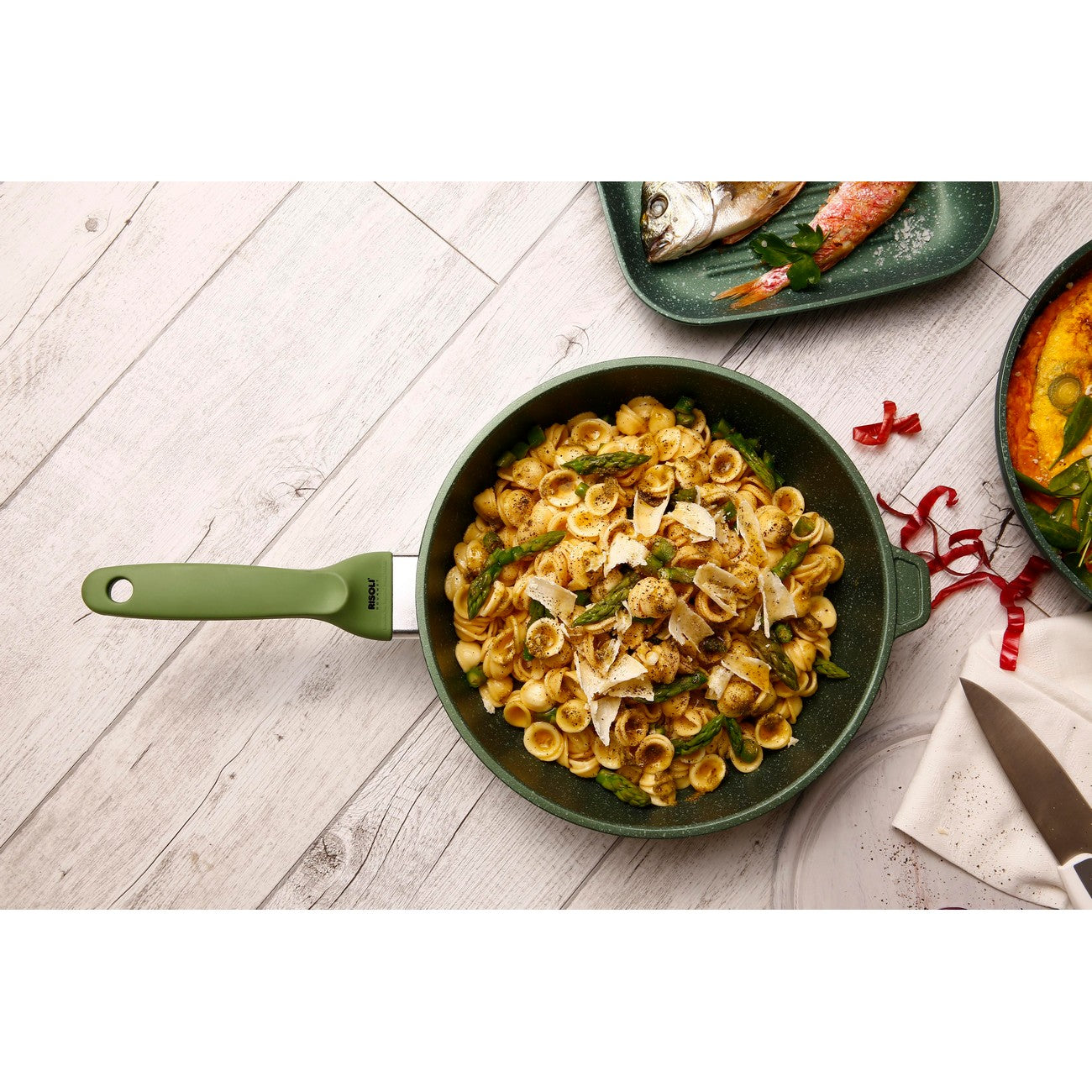 Padella Alta Dr. Green, Verde, Alluminio Pressofuso, 24x24x8 cm, Risoli'