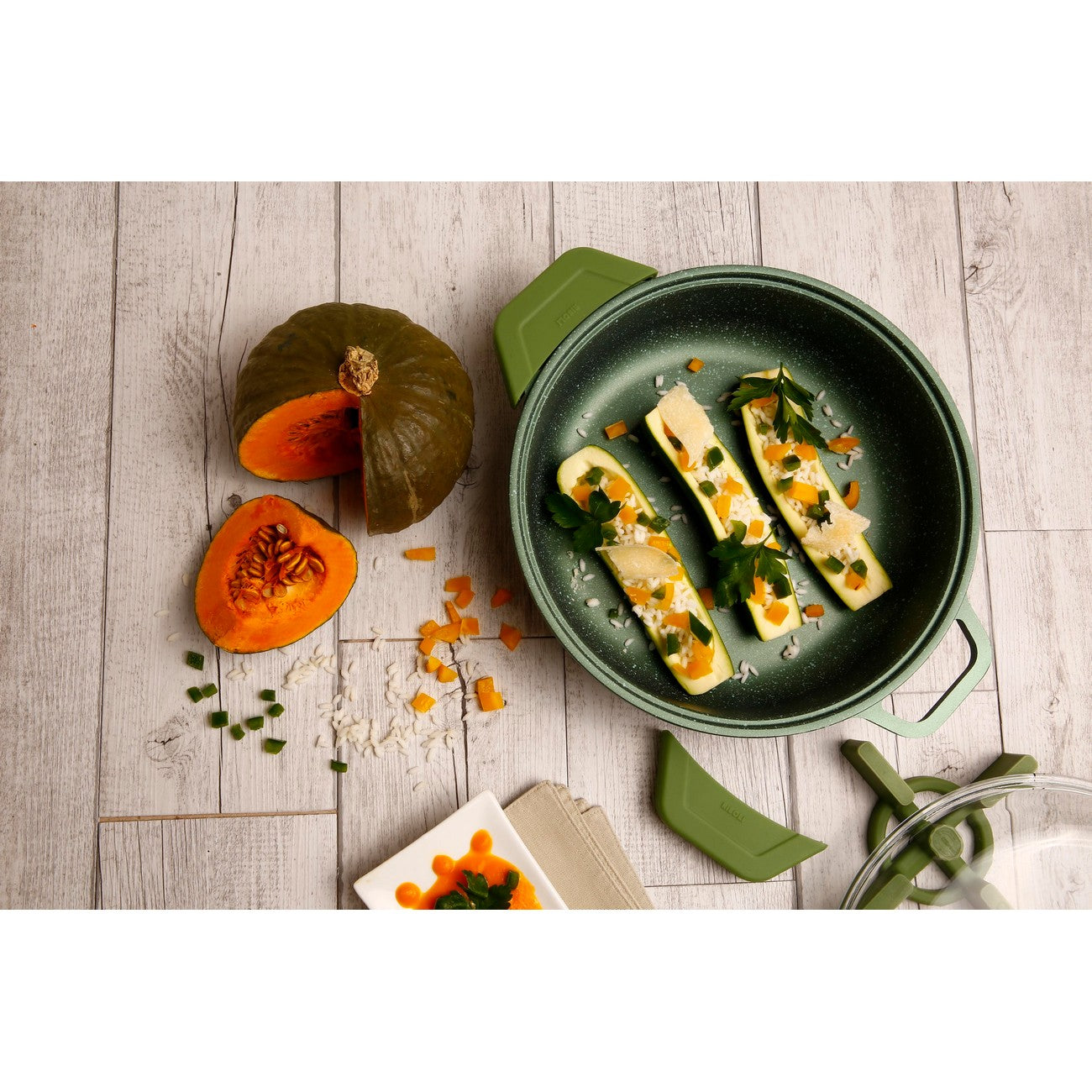 Casseruola Dr. Green, Verde, Alluminio Pressofuso, 28x28x8 cm, Risoli'