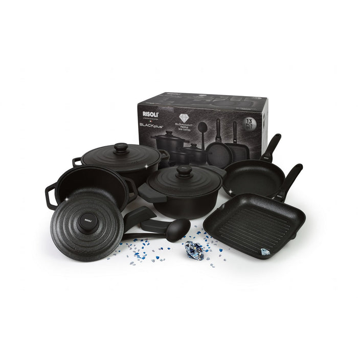 Set Batteria da Cucina El Diamant, Nero, Alluminio Pressofuso, 36x36x8,5 cm, Risoli'