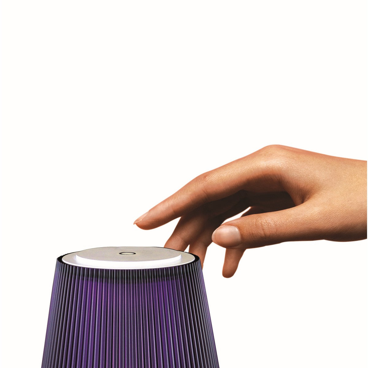 Lampada da Tavolo Ricaricabile Clelia, Viola, Metallo, 13x13x38 cm, Majestic