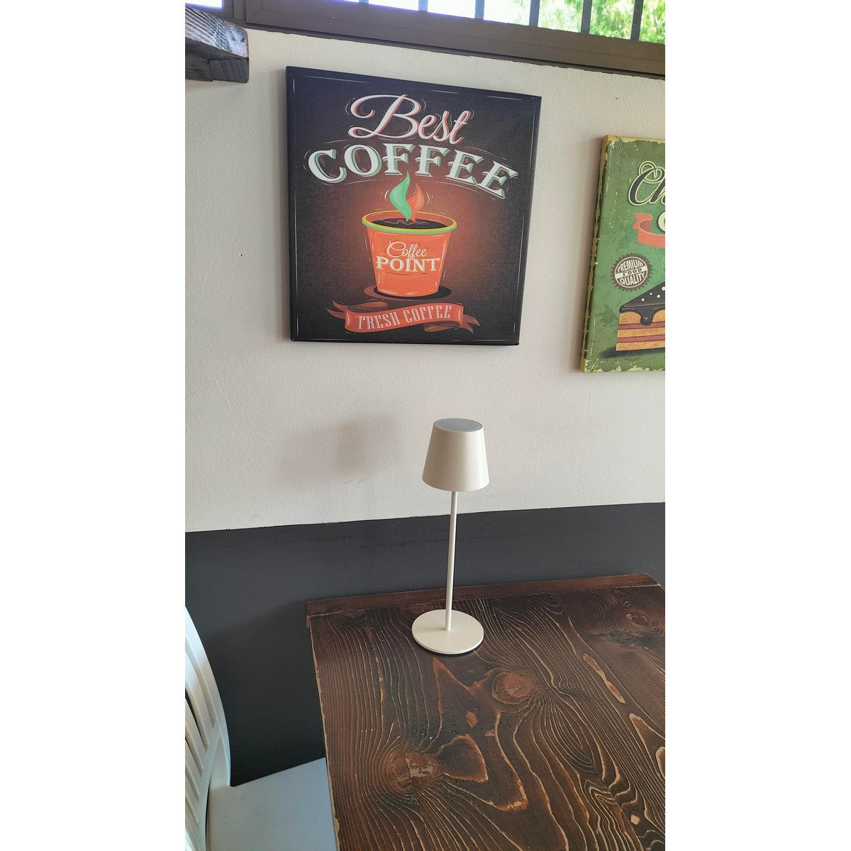 Lampada da Tavolo Ricaricabile Agata, Avorio, Metallo, 12x12x37 cm, Majestic