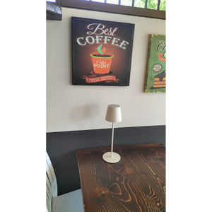 Lampada da Tavolo Ricaricabile Agata, Avorio, Metallo, 12x12x37 cm, Majestic