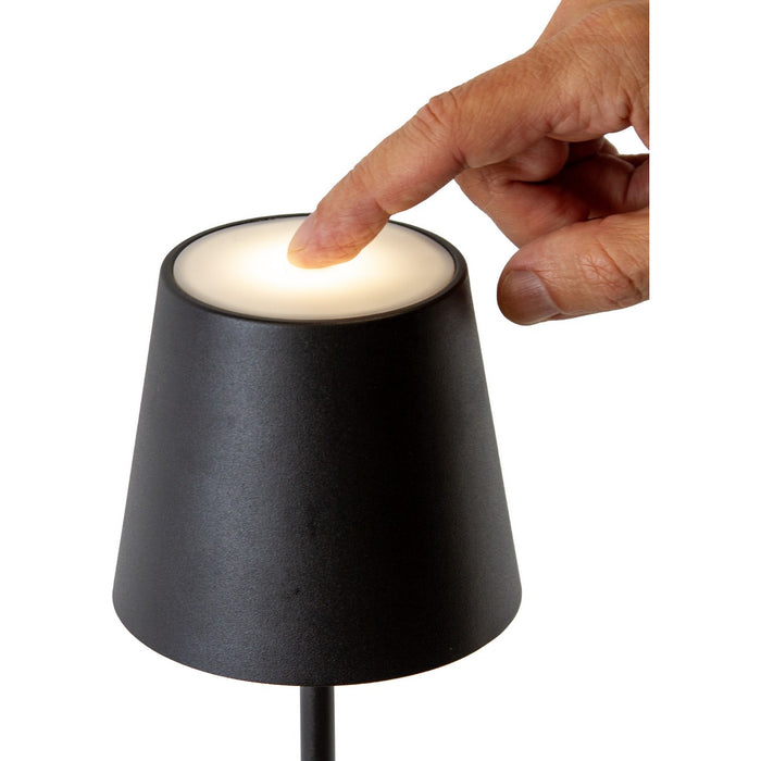 Lampada da Tavolo Ricaricabile Agata, Nero, Metallo, 12x12x37 cm, Majestic