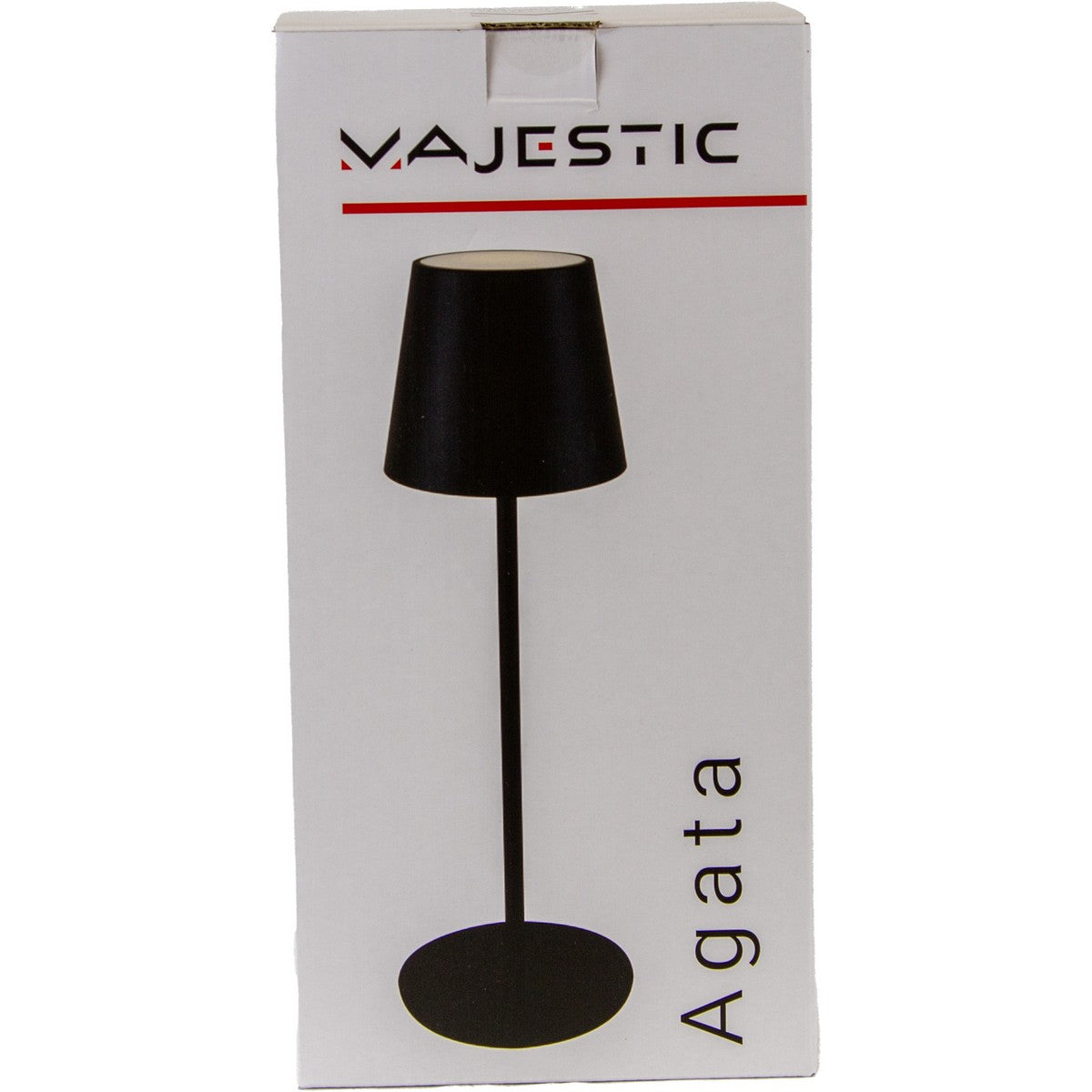 Lampada da Tavolo Ricaricabile Agata, Nero, Metallo, 12x12x37 cm, Majestic