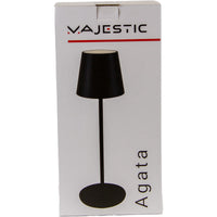 Lampada da Tavolo Ricaricabile Agata, Nero, Metallo, 12x12x37 cm, Majestic