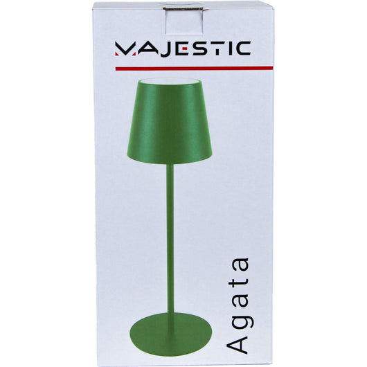 Lampada da Tavolo Ricaricabile Agata, Verde, Metallo, 12x12x37 cm, Majestic