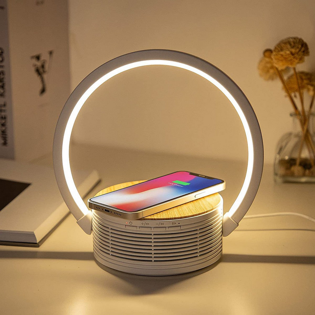 Lampada da Tavolo Smart Lilli, Bianco, Plastica, 25,4x6,4x22 cm, Majestic