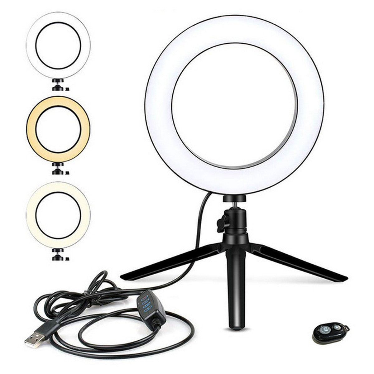 Ring Light Myselfie, Nero, Plastica, 26x26x26 cm, Majestic