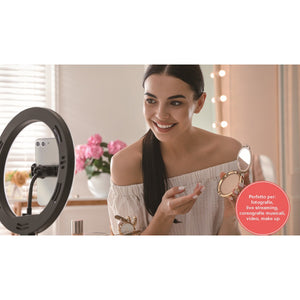 Ring Light Myselfie, Nero, Plastica, 26x26x26 cm, Majestic