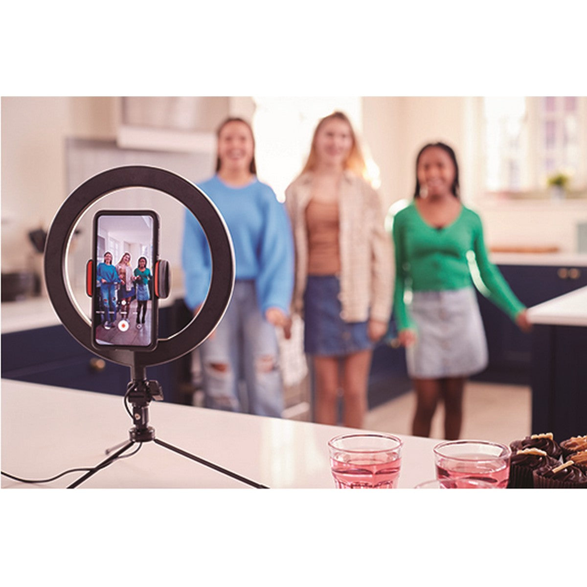 Ring Light Myselfie, Nero, Plastica, 26x26x26 cm, Majestic