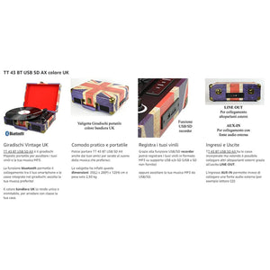 Giradischi Retro', Blu, Plastica, 35x12x28 cm, Majestic