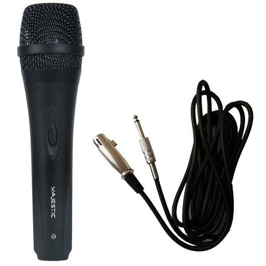 Microfono con Cavo Dinamico, Nero, Plastica, 5,1x5,1x18,5 cm, Majestic