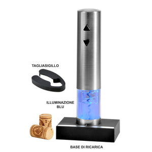 Cavatappi Elettrico Party, Argento, Plastica, 4x4x15 cm, Majestic