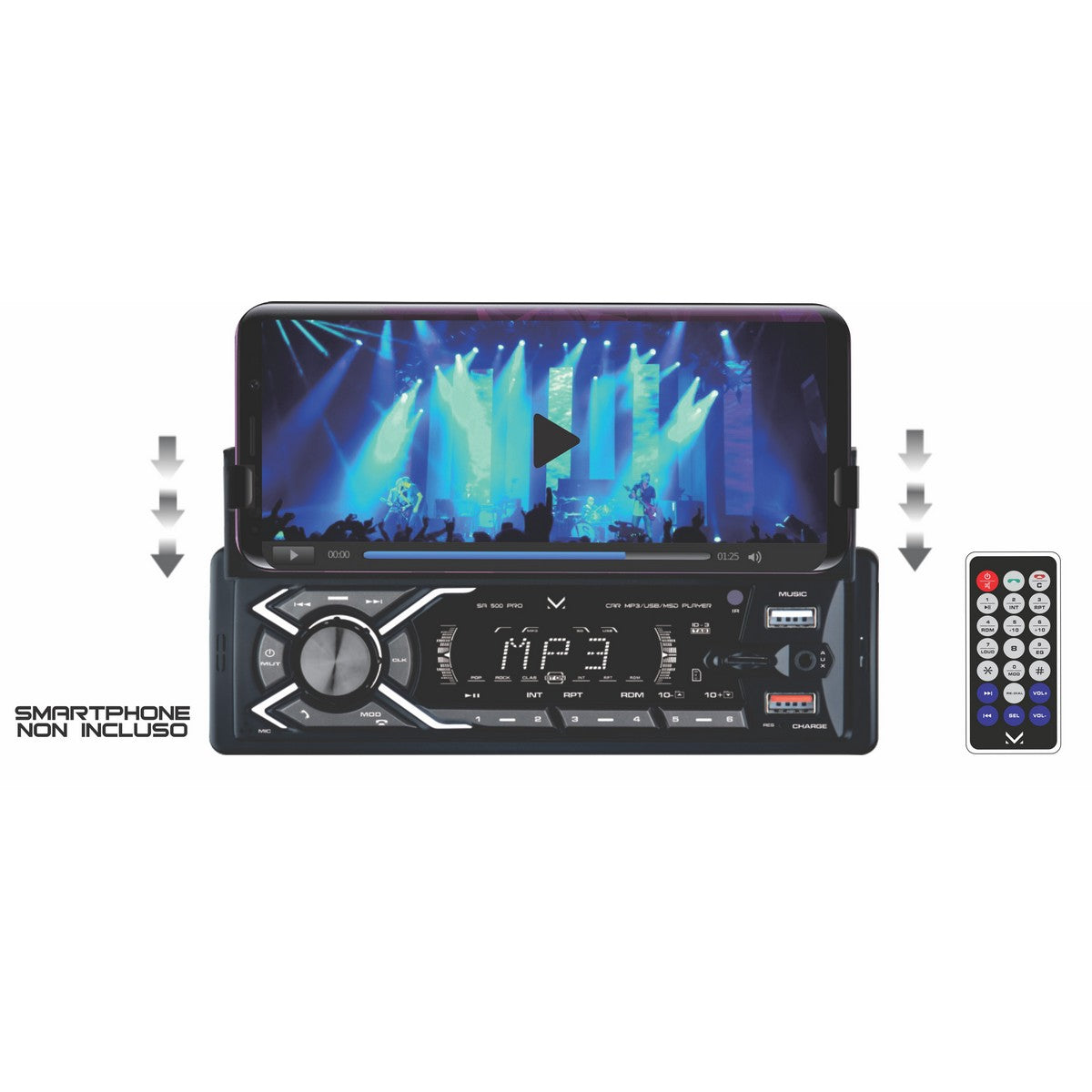 Radio Auto Smart Pro, Nero, Plastica, 20x20x6 cm, Majestic