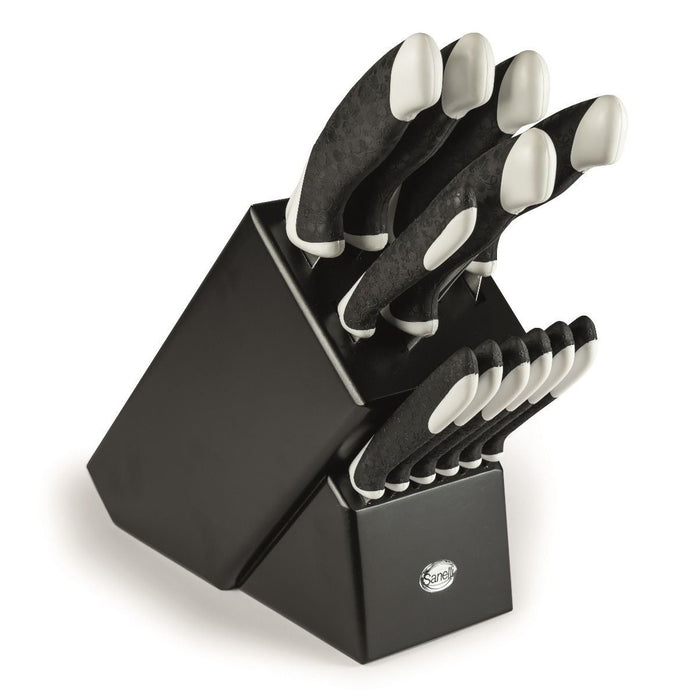 Ceppo di Coltelli da Cucina Sakura 15, Nero, Acciaio, 34x31x13 cm, Sanelli