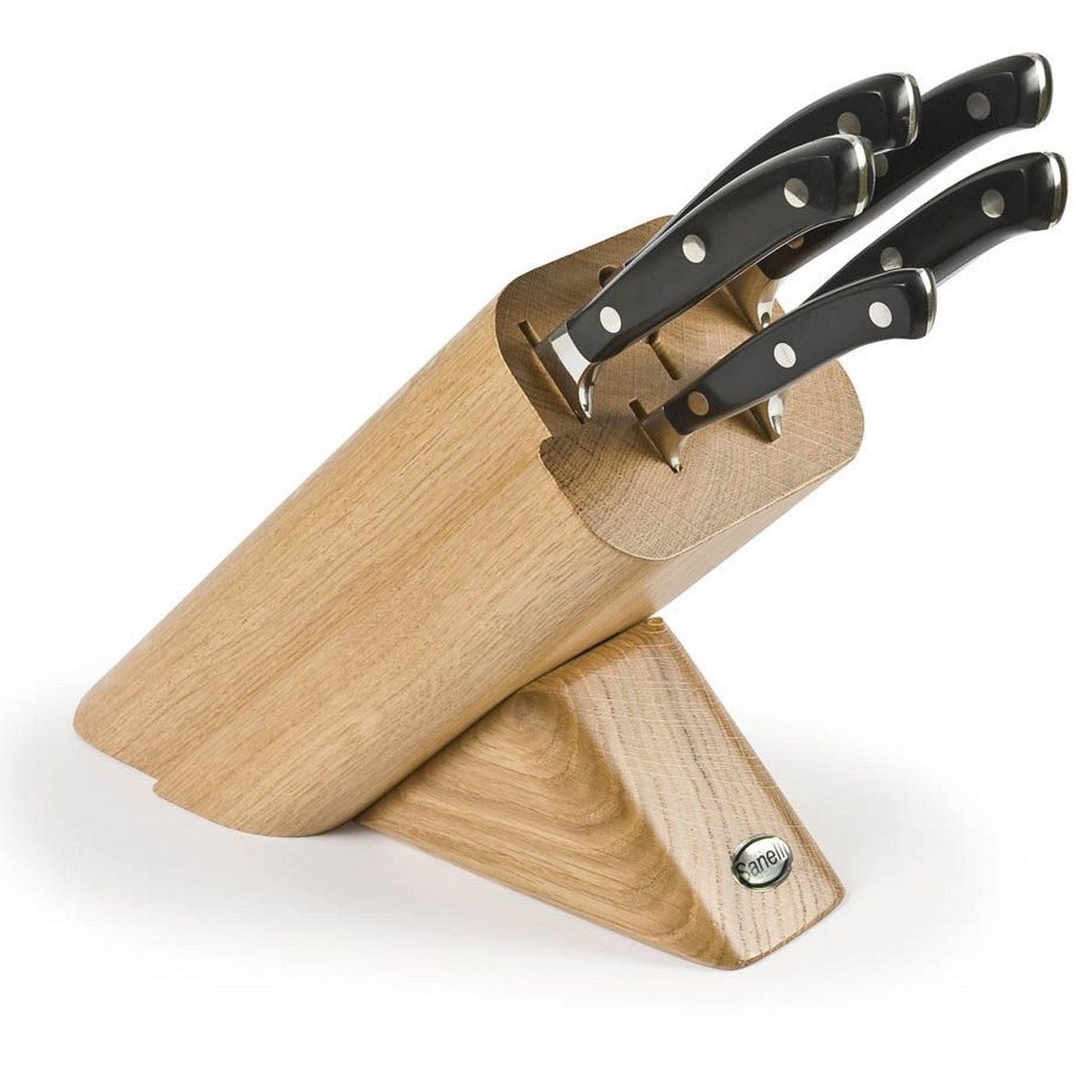 Ceppo di Coltelli da Cucina Ergoforge 17, Nero, Acciaio, 33x31x13 cm, Sanelli