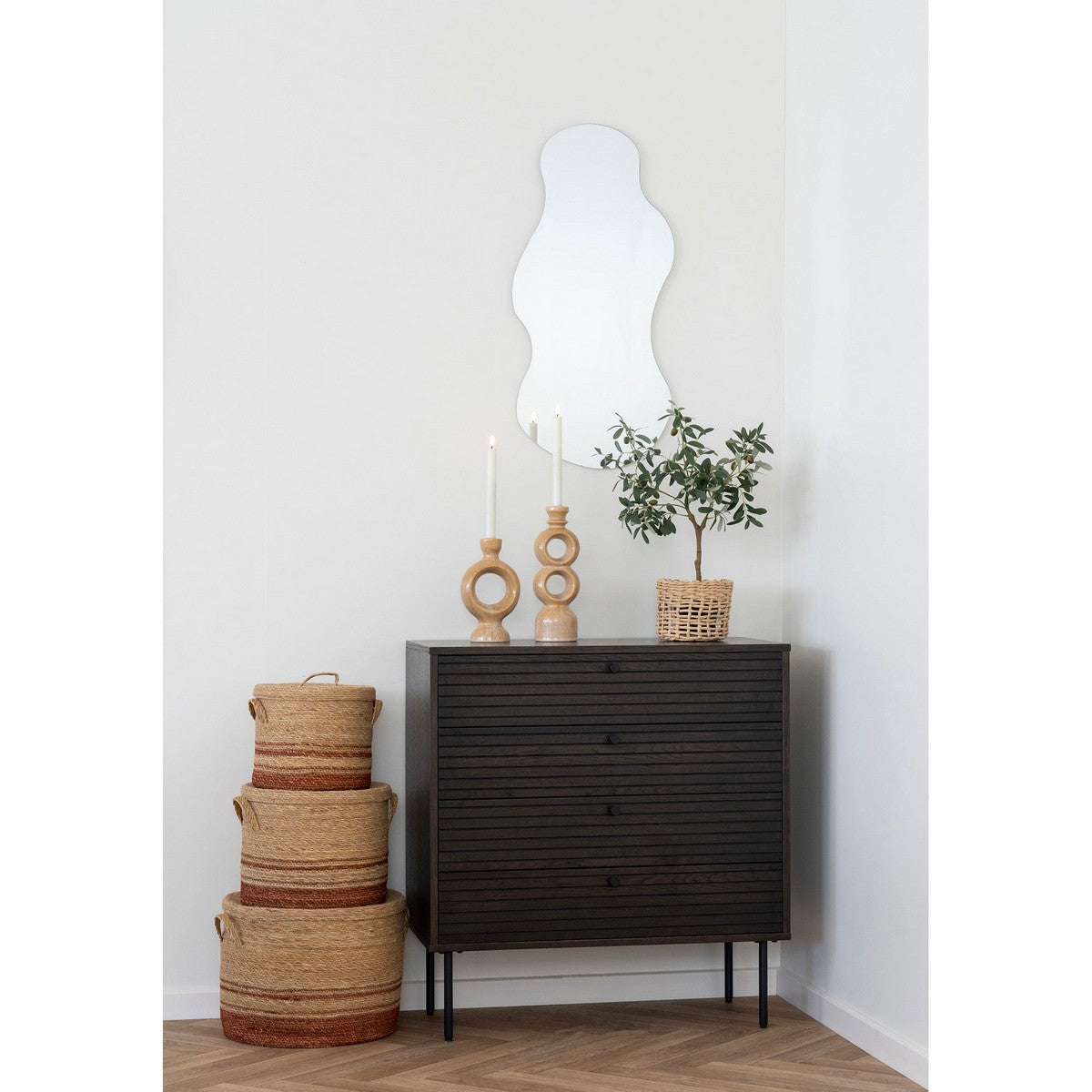 Portacandela Mary, Marrone, Ceramica, 10,7x9,5x30,5 cm, Seven Design