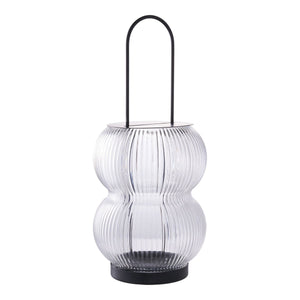 Lanterna Lucena, Nero, Vetro, 16x16x36 cm, Seven Design