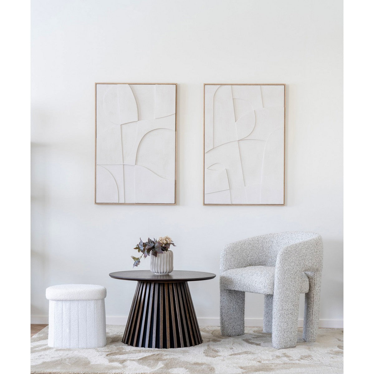 Pouf Medford, Bianco, Poliestere, 42,5x36,5x37,5 cm, Seven Design