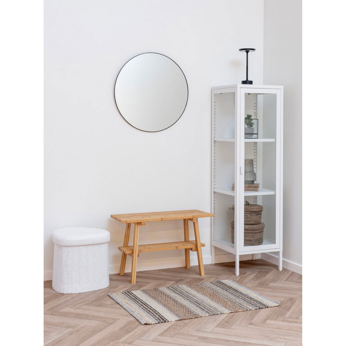 Pouf Medford, Bianco, Poliestere, 42,5x36,5x37,5 cm, Seven Design
