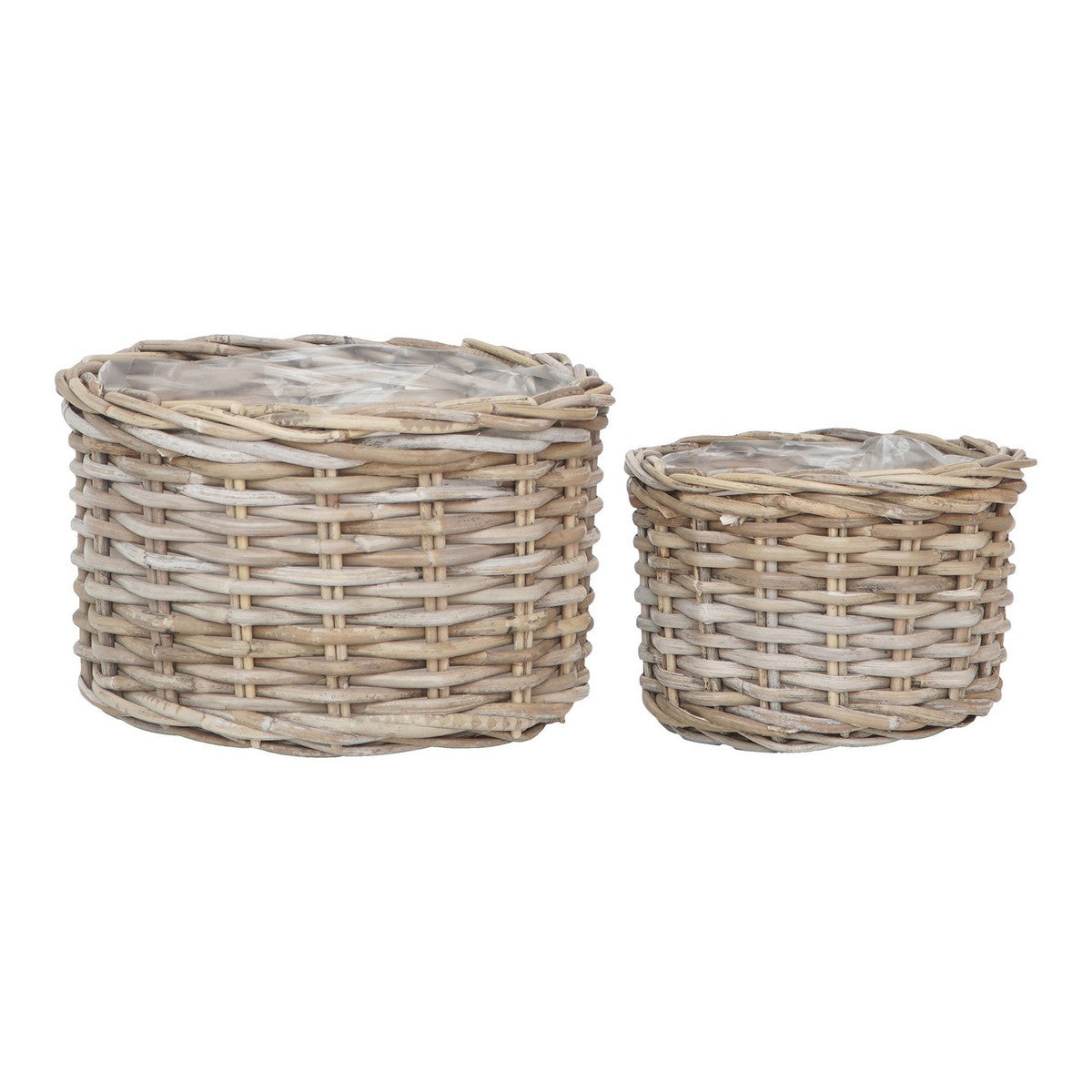 Set di 2 Cesti Portaoggetti Kalak, Beige, Rattan, 35x35x22 cm, Seven Design