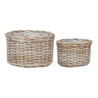 Set di 2 Cesti Portaoggetti Kalak, Beige, Rattan, 35x35x22 cm, Seven Design
