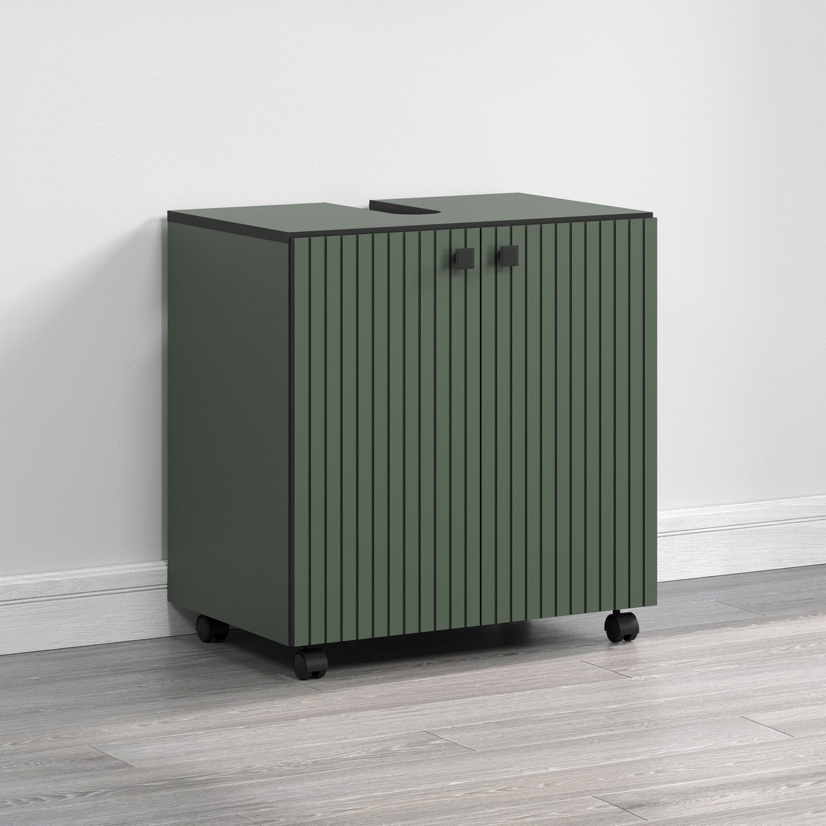 Mobile Bagno Sottolavabo Pure, Verde, Truciolare Melaminico, 60x42x64 cm, Seven Design