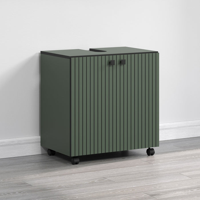 Mobile Bagno Sottolavabo Pure, Verde, Truciolare Melaminico, 60x42x64 cm, Seven Design