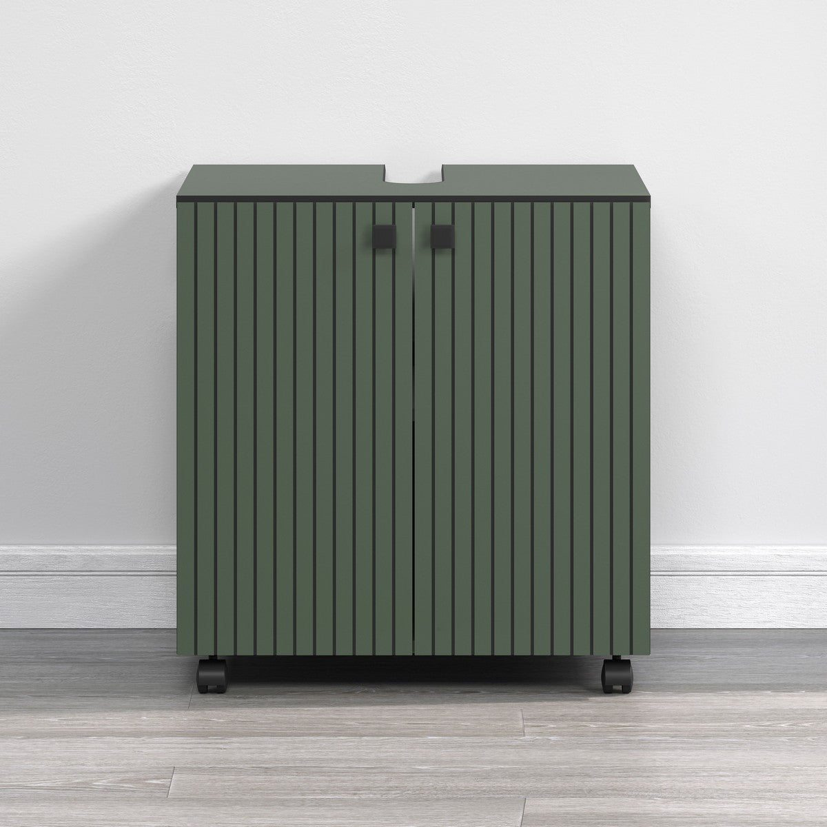 Mobile Bagno Sottolavabo Pure, Verde, Truciolare Melaminico, 60x42x64 cm, Seven Design