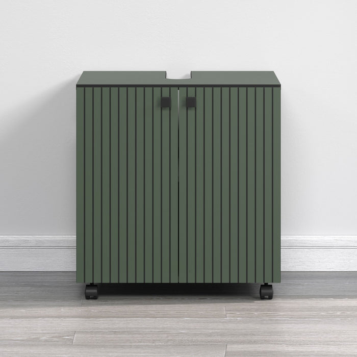 Mobile Bagno Sottolavabo Pure, Verde, Truciolare Melaminico, 60x42x64 cm, Seven Design