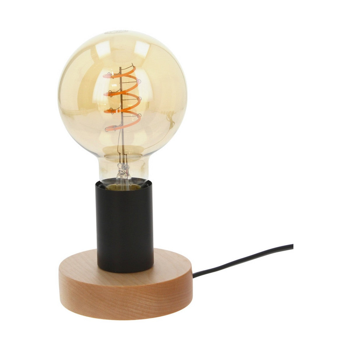 Lampada da Tavolo Bidassoa, Marrone, Legno, 10x10x9,5 cm, EPIKASA