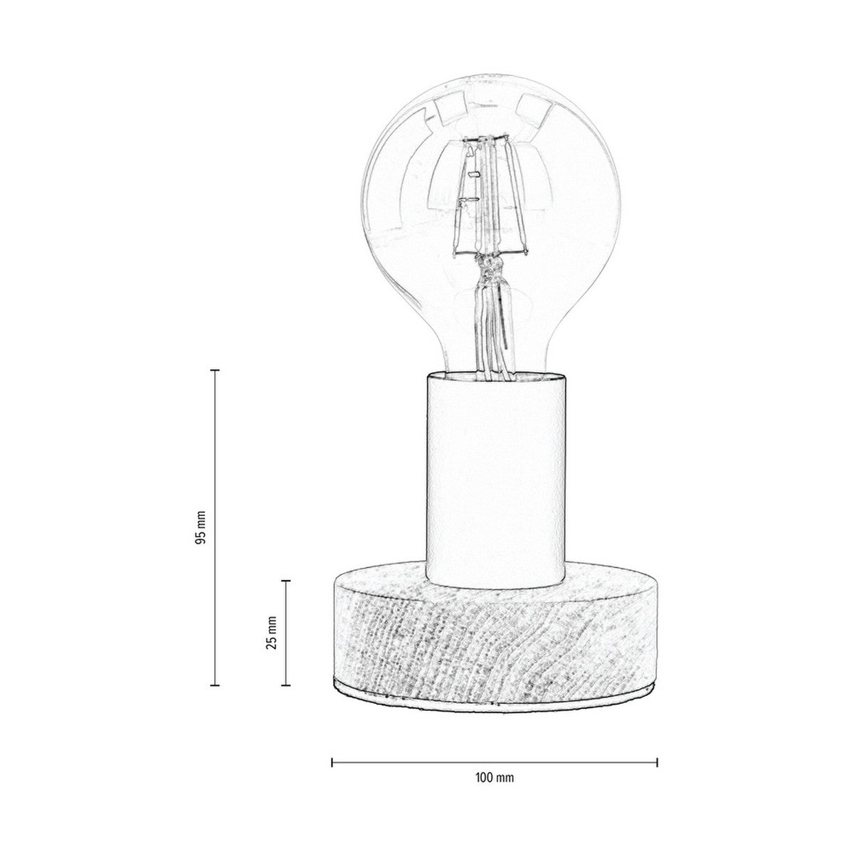 Lampada da Tavolo Bidassoa, Marrone, Legno, 10x10x9,5 cm, EPIKASA